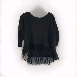 American Eagle Womens XS‎ Pullover 3/4 Sleeves Ribbed Cuff Top Black